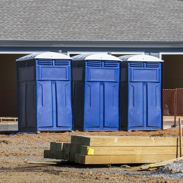 how often are the porta potties cleaned and serviced during a rental period in Duane Lake